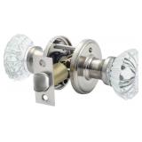 Clean Glass Privacy Door Knobs Round Handles, Crys