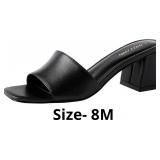 PIZZ ANNU Women's Square Open Toe Heels Sandals Lo
