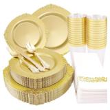 $107 Morejoy 175PCS Solid Gold Plastic Plates with