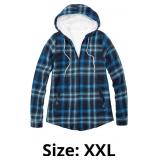 Womens Sherpa Lined Flannel Jacket Full Zip Up Hoo