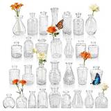 Der Rose 30PCS Small Bud Vases Bulk, 3' 5' Clear G