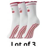 Bestag Cute Embroidery 3 Pairs Pilates Socks with