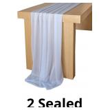 Lookein 10 Feet Dusty Blue Chiffon Table Runner Se