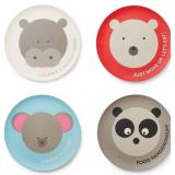 Red Rover Animal Bamboo Kid's Plates Set of 4 Mult