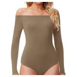 LAOALSI Women's Off Shoulder Bodysuit Short Sleeve