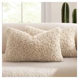 MIULEE Pack of 2 Faux Fur Throw Pillow Covers 12x2