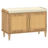 $127 Akxomel Rattan Shoe Storage Bench with Cushio