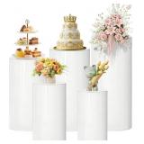 $290 Cylinder Stands for Party, 5Pcs White Cylinde