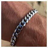 Stainless Steel Bracelets for Men, Silver Punk Cub