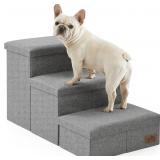 Dog Stairs with Storage, 3-Step Wider Sturdy Dog S