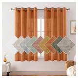 HOMEIDEAS Fall Burnt Orange Linen Textured Sheer C