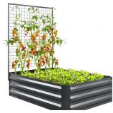 Outsunny Raised Garden Bed with Trellis, 31.5' x 4