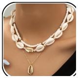 Bohemian Shell Starfish Necklace for Women, Gold L