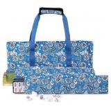 Empty Mahjong Tile Bag, Blue Printed Soft American