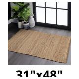 Hausattire Jute Woven Rug 2'x3' - Natural, Hand Br
