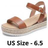 DREAM PAIRS Women's Espadrille Platform Wedge Sand