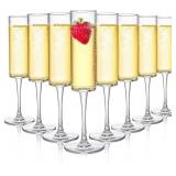 Elsjoy Set of 8 Acrylic Champagne Flutes, 6 Oz Unb