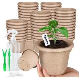 50 Pack Large Peat Pots 4.33in Biodegradable Eco-F