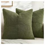 MIULEE Olive Green Corduroy Pillow Covers Pack of