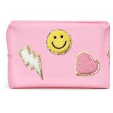 LieToi Preppy Patch Cosmetic Toiletry Bag, PU Leat
