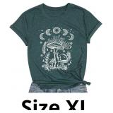 QFM Women Mushroom Shirts Moon Graphic Tees Floral