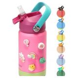 Kids Insulated Water Bottle with Straw Lid, 12 oz