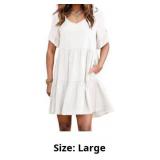 IVERIRMIN Womens Casual Babydoll Mini Tiered Dress