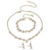 Wedding Jewelry Sets for Brides Silver Rhinestone