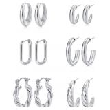 Gold Hoop Earrings Set for Women, 14K Gold Plated
