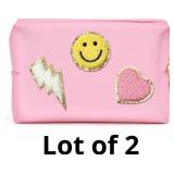LieToi Preppy Patch Cosmetic Toiletry Bag, PU Leat