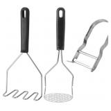 3pcs Potato Masher Tool, Stainless Steel Wavy and