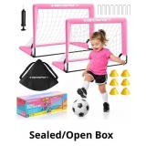 Pink Mini Toddler Soccer Goal Set, 2 Pack 2x1.5 ft