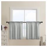 Home Queen Grey Waffle Bathroom Window Curtains, S