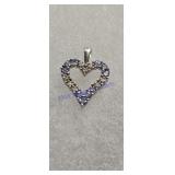 14k gold white tanzanite and diamond heart