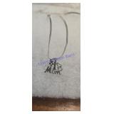 sterling silver '#1 Mom' heart charm pendant