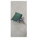 Vintage Sterling Silver Green Chalcedony Ring