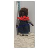 cloth folk art doll black fabric skin and yarn