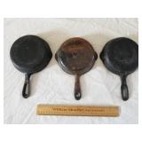 3 Cast Iron Skillets 6 & 1/2"
