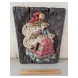 Vintage Ceramic Sail Ship Wall Plaque