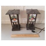 Stained Glass Electric Lamps 10" H