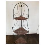 Wicker & Metal Corner Shelf 13 x 13 x 50"