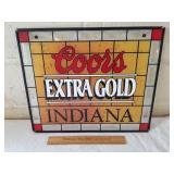 Coors Extra Gold Indiana PA Glass Beer Sign