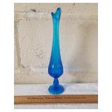 Fenton Blue Glass Vase 11 & 1/2" H