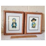 2 Framed Amish Prints 9 & 1/2 x 11 & 1/2"