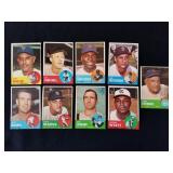 Nine 1963 Topps Baseball Cards