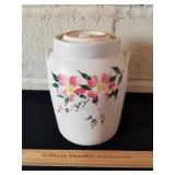 Stoneware Cookie Jar 9 & 1/2" H Lid Chipped