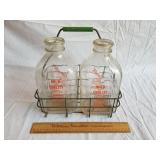 2 Indiana PA Milk Bottles w/ Carrier