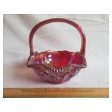Carnival Glass Basket 8 & 1/2" H