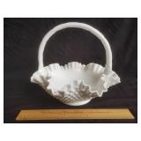 Fenton Milk Glass Basket 10" H