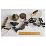 Oil Lamp & Cast Iron Sconces